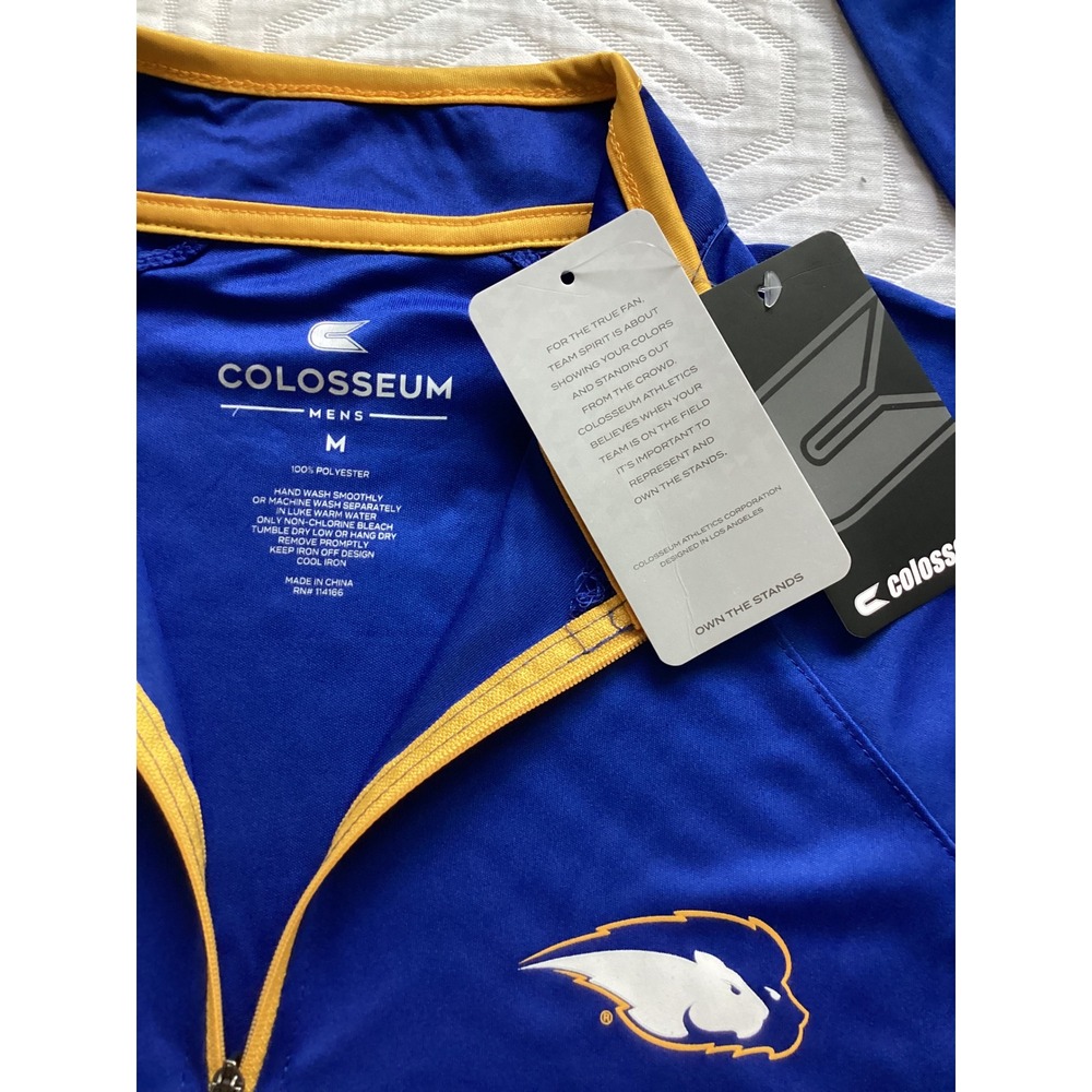 Colosseum 1/4 Zip Blue Gold Long Sleeve Pullover Men's M Team Spirit Top